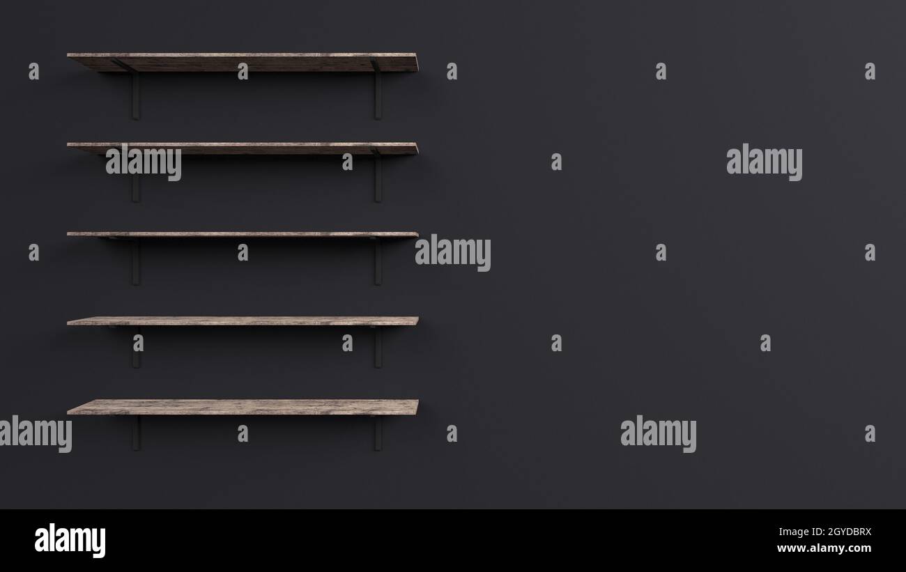 3d render of a set of shelves isolated on wall background Stock Photo ...