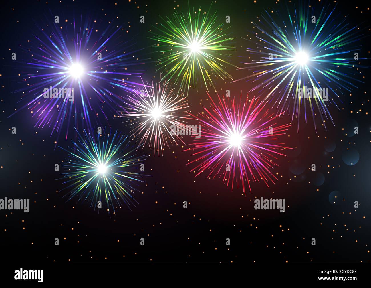 Celebration background with colourful fireworks display Stock Photo