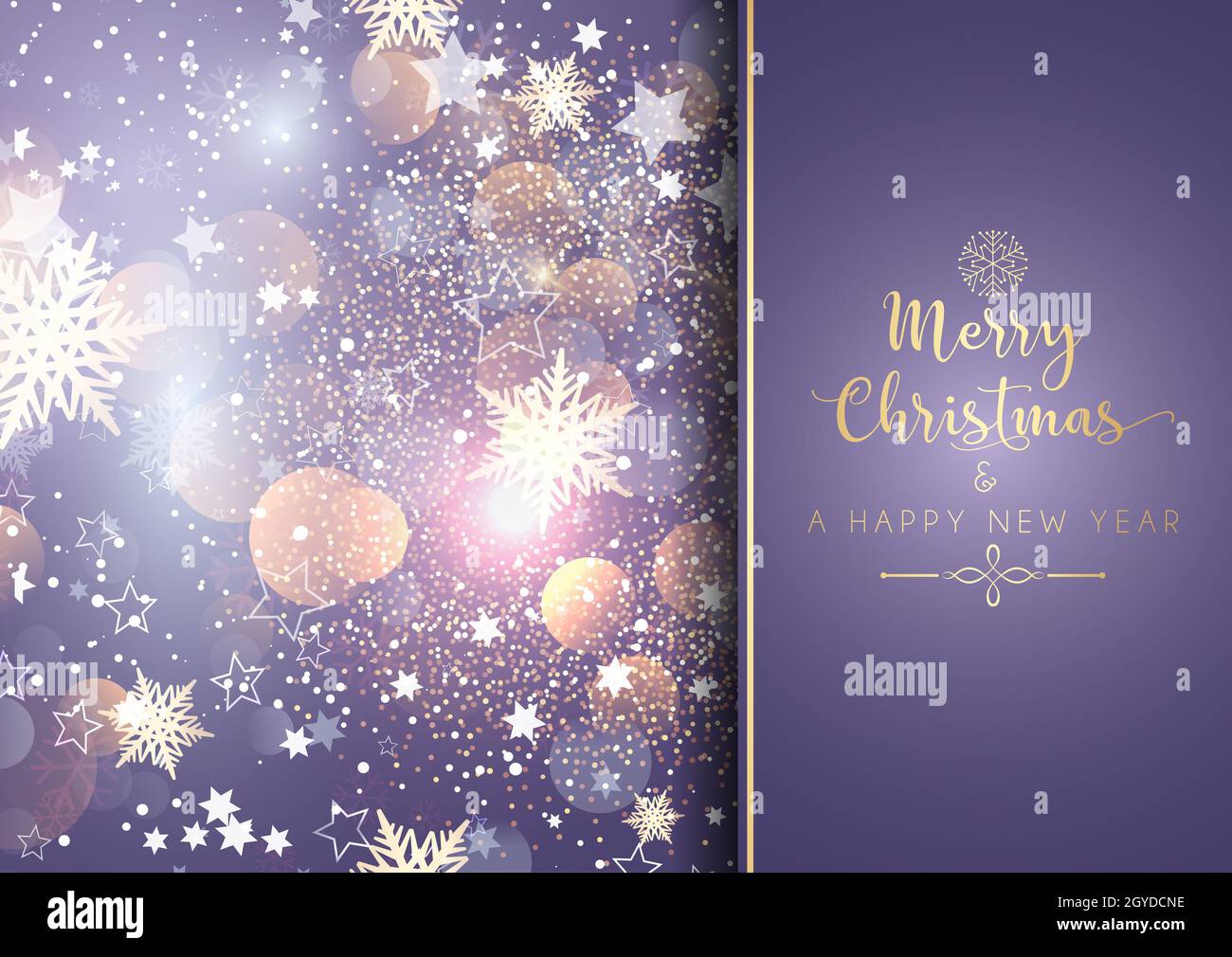 Decorative christmas background with bokeh lights and snowflakes Stock ...