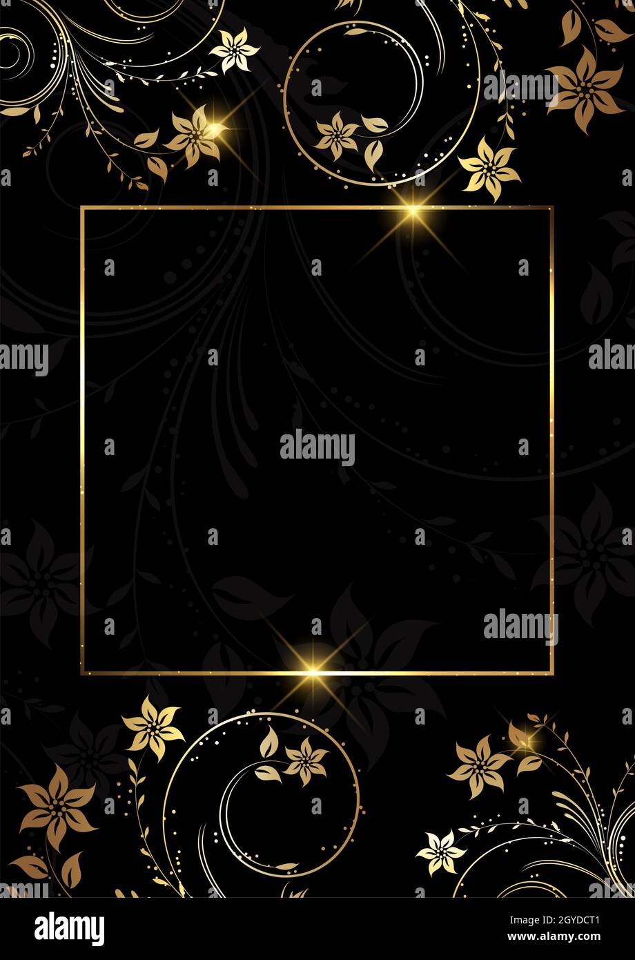 Elegant background with a decorative gold and black floral design Stock ...