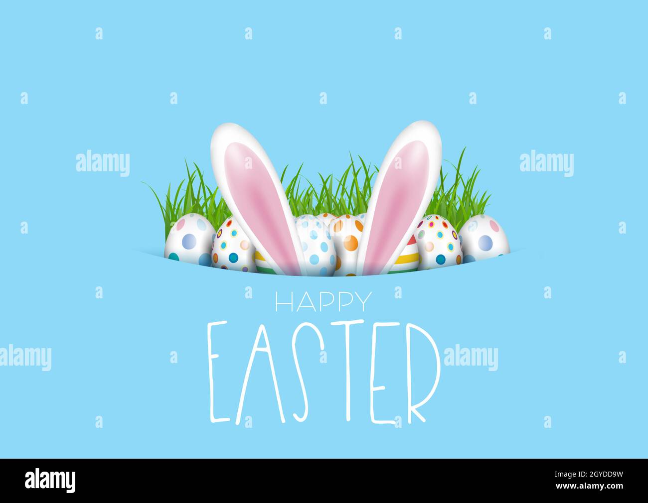 Easter egg and bunny ears background Stock Photo