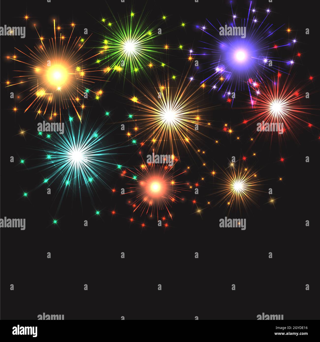 Background of exploding fireworks Stock Photo