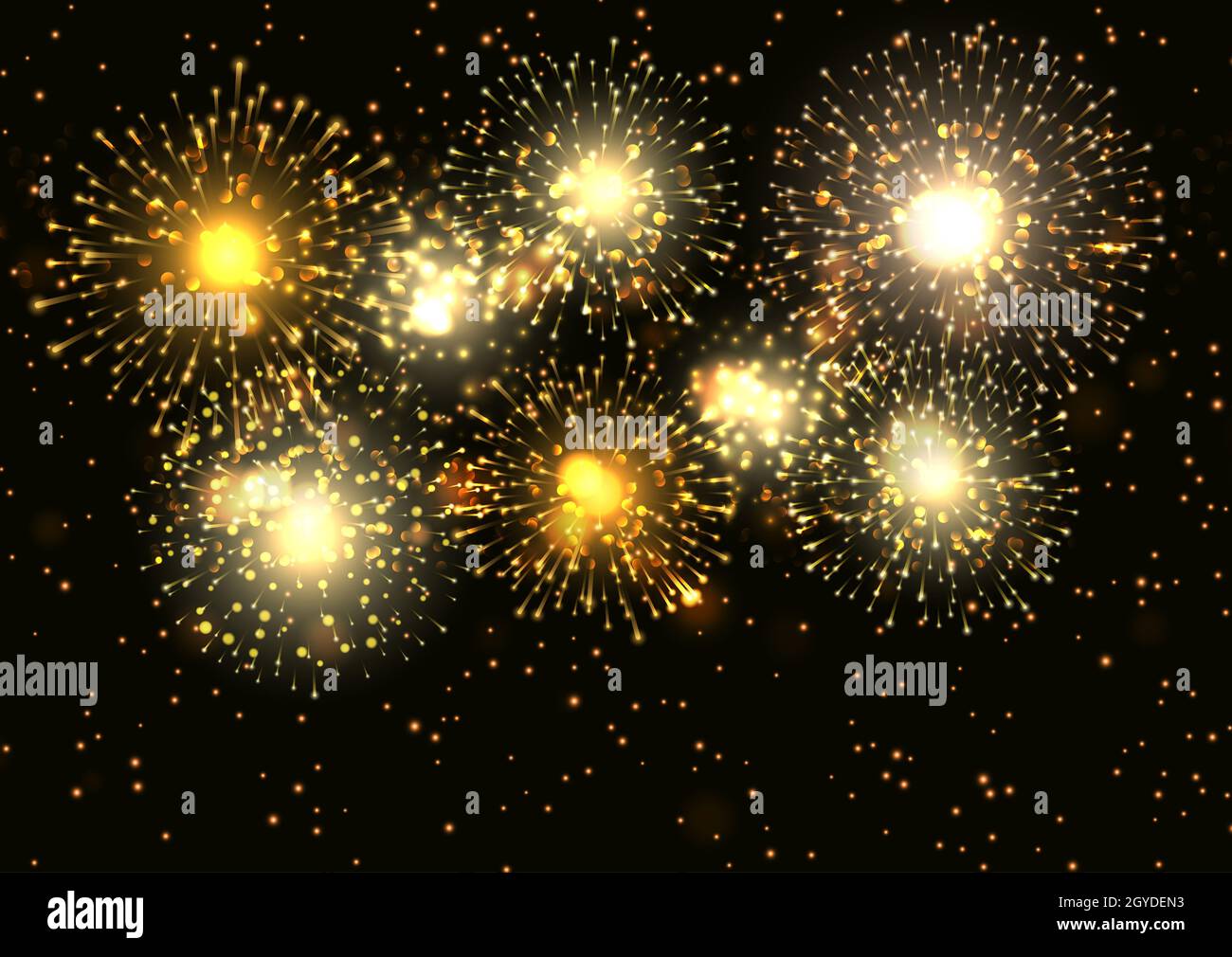 Celebration background with golden fireworks display Stock Photo