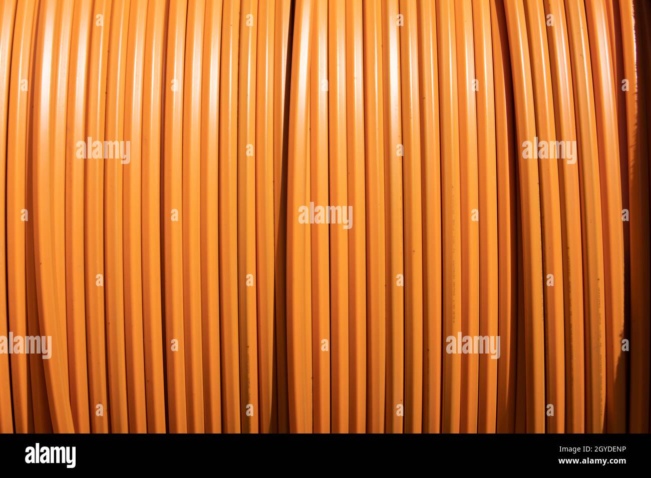 Copper cables for laying and networking along the roadside Stock Photo