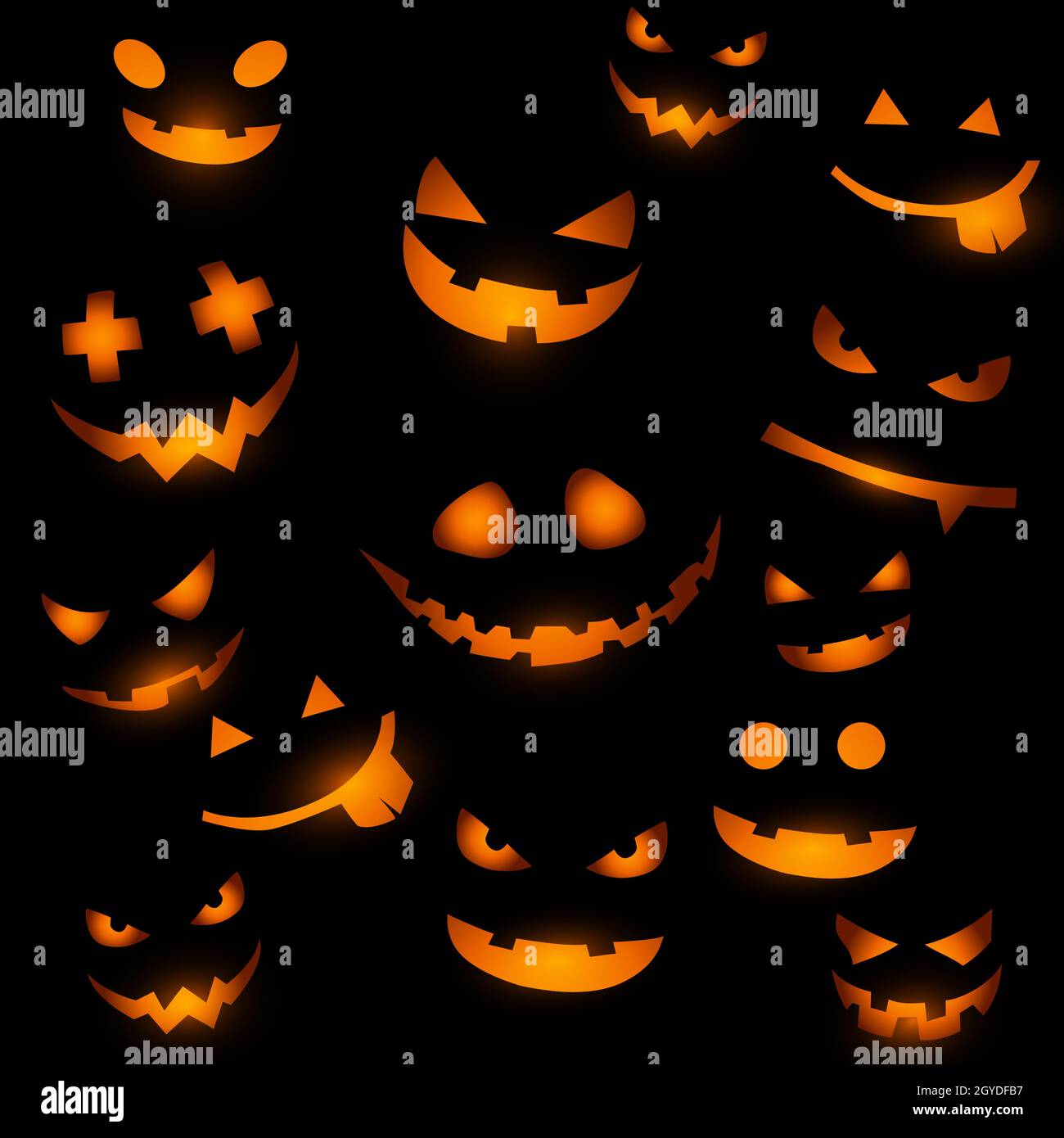 Halloween background with glowing pumpkin faces Stock Photo - Alamy