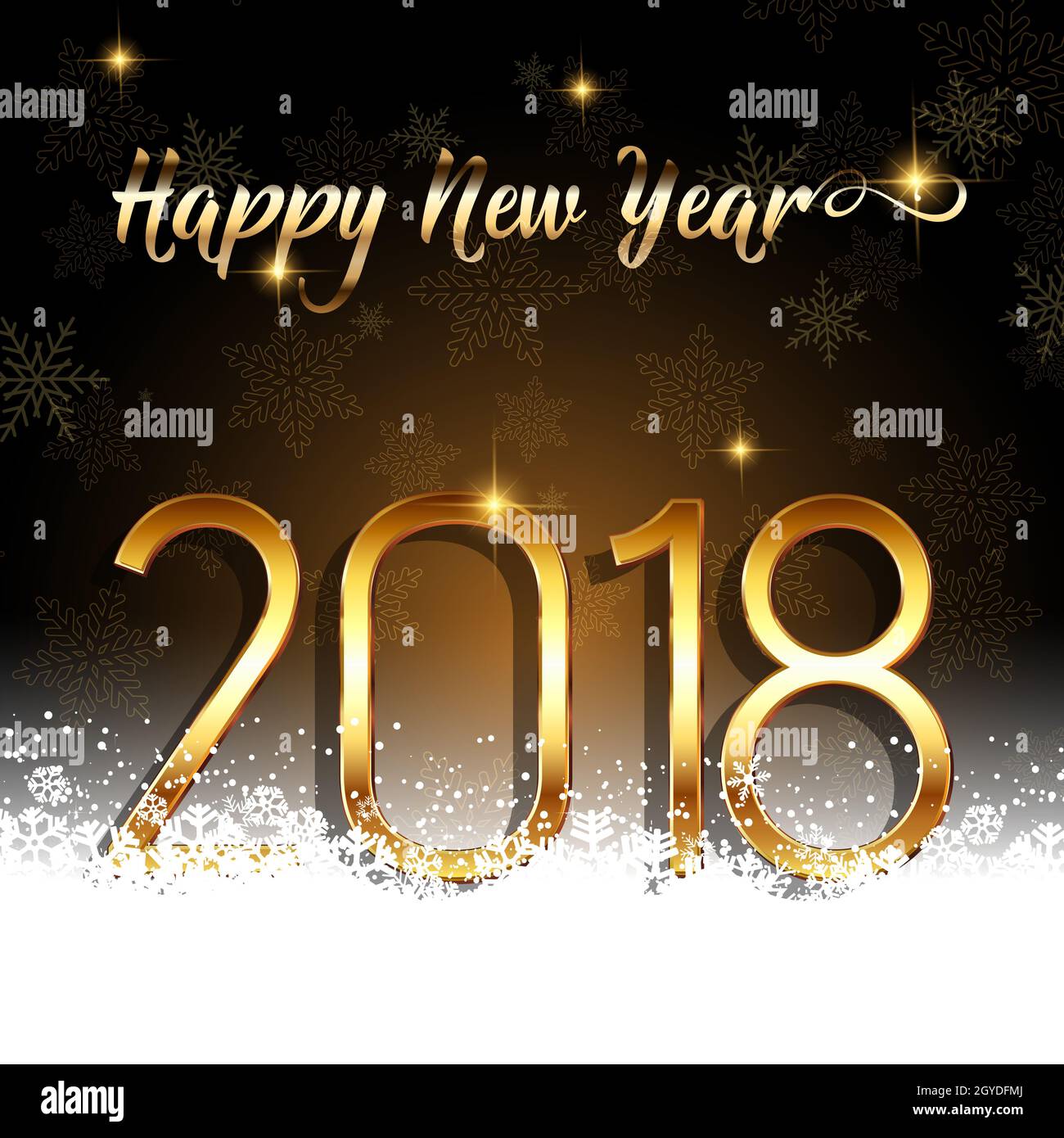 Happy New Year background with gold text nestled in snow Stock Photo ...