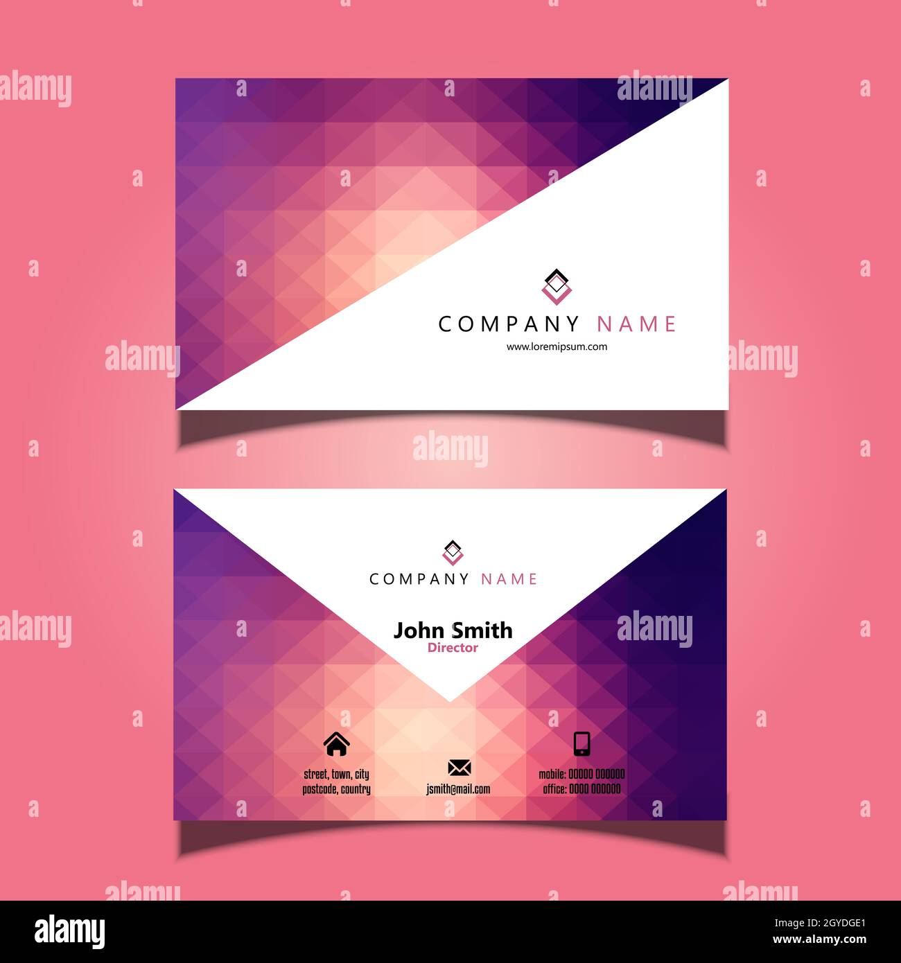 Business card template with an low poly design Stock Photo - Alamy