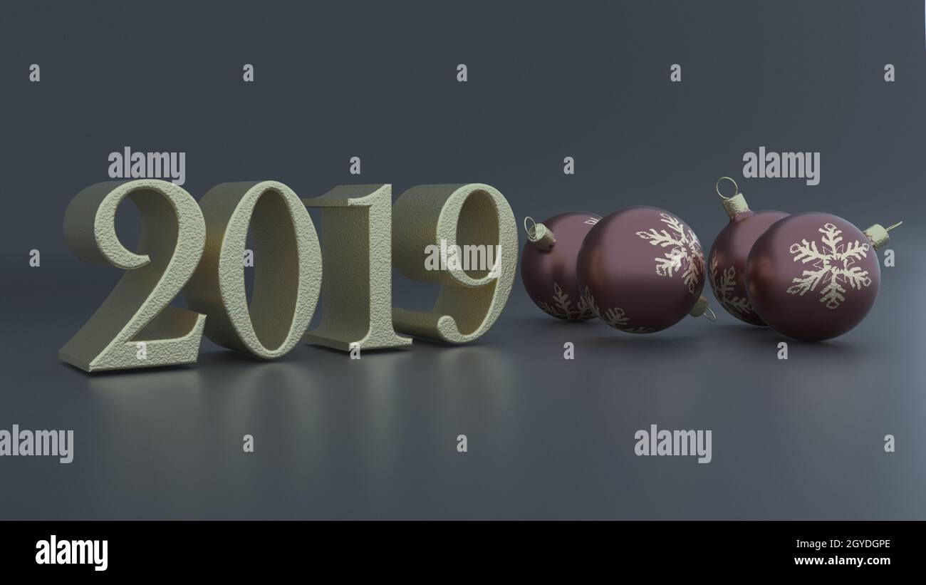 render of 3D Christmas and new year background Stock Photo - Alamy