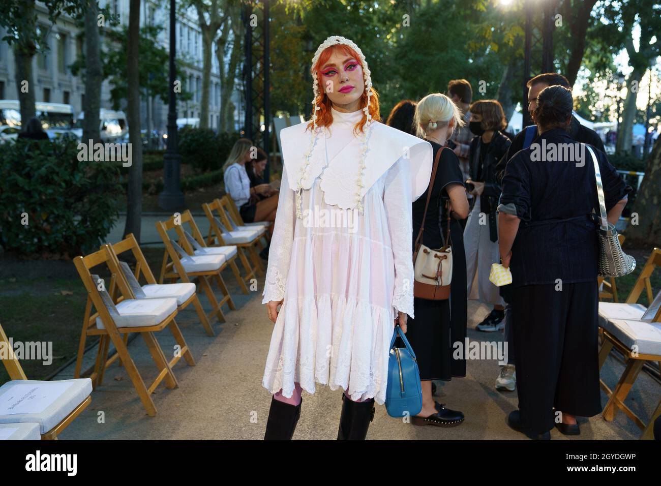 Madrid, Spain. 07th Oct, 2021. Miranda Makaroff attends the Palomo Spain fashion show at Paseo Del Prado in Madrid. Credit: SOPA Images Limited/Alamy Live News Stock Photo