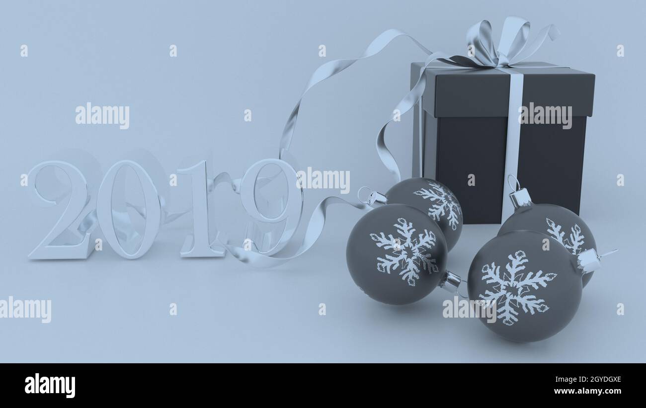 render of 3D Christmas and new year background Stock Photo - Alamy