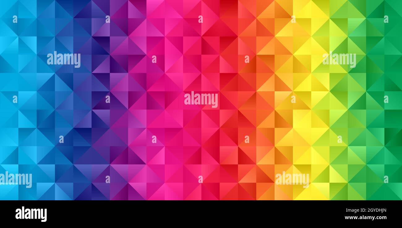 Banner with a rainbow coloured low poly design Stock Photo