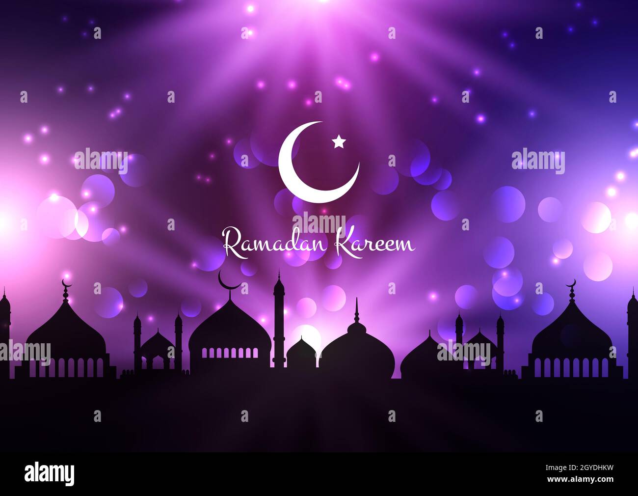 Ramadan Kareem background with mosque silhouettes against night sky Stock  Photo - Alamy