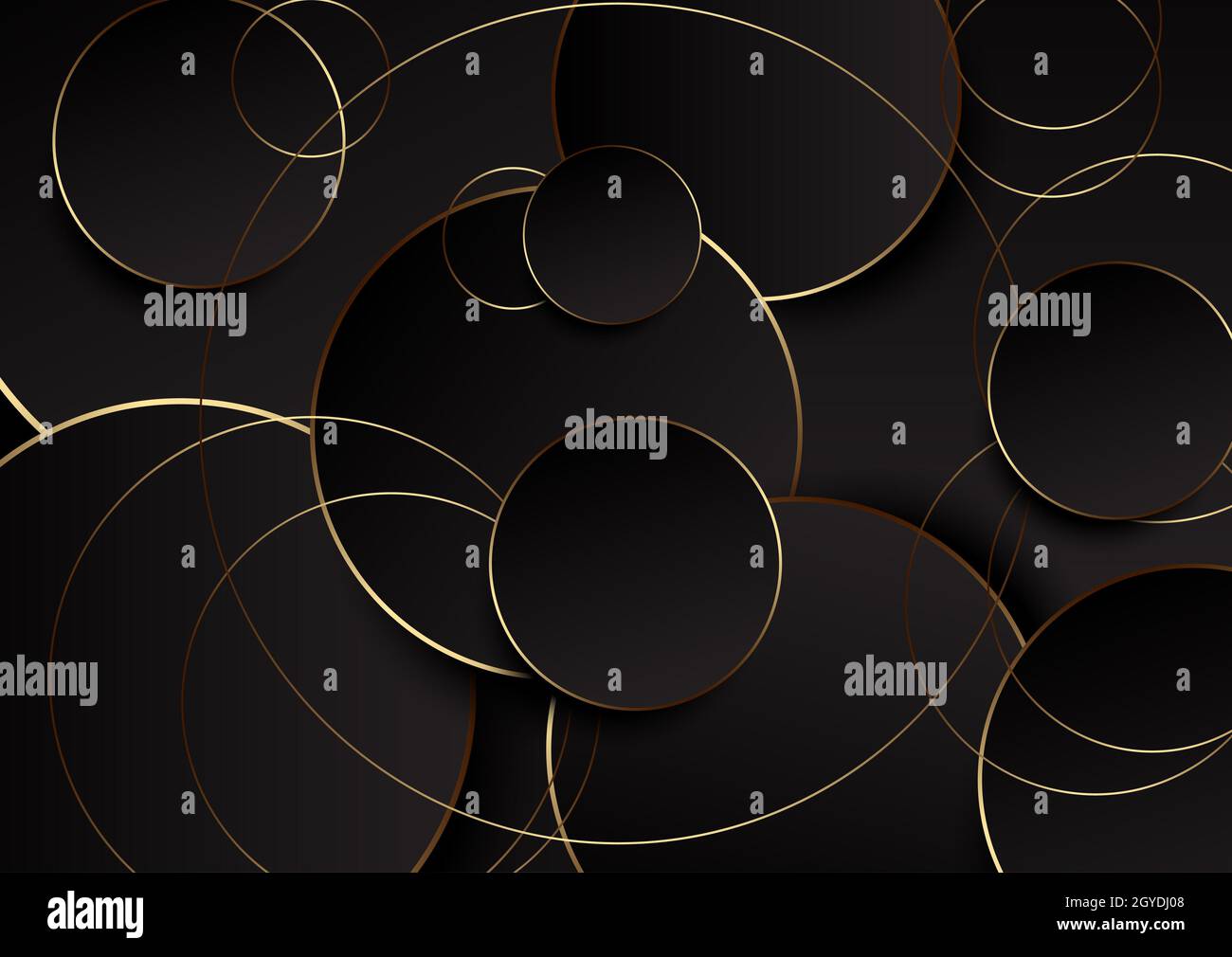 Retro abstract background with gold and black circles design Stock ...