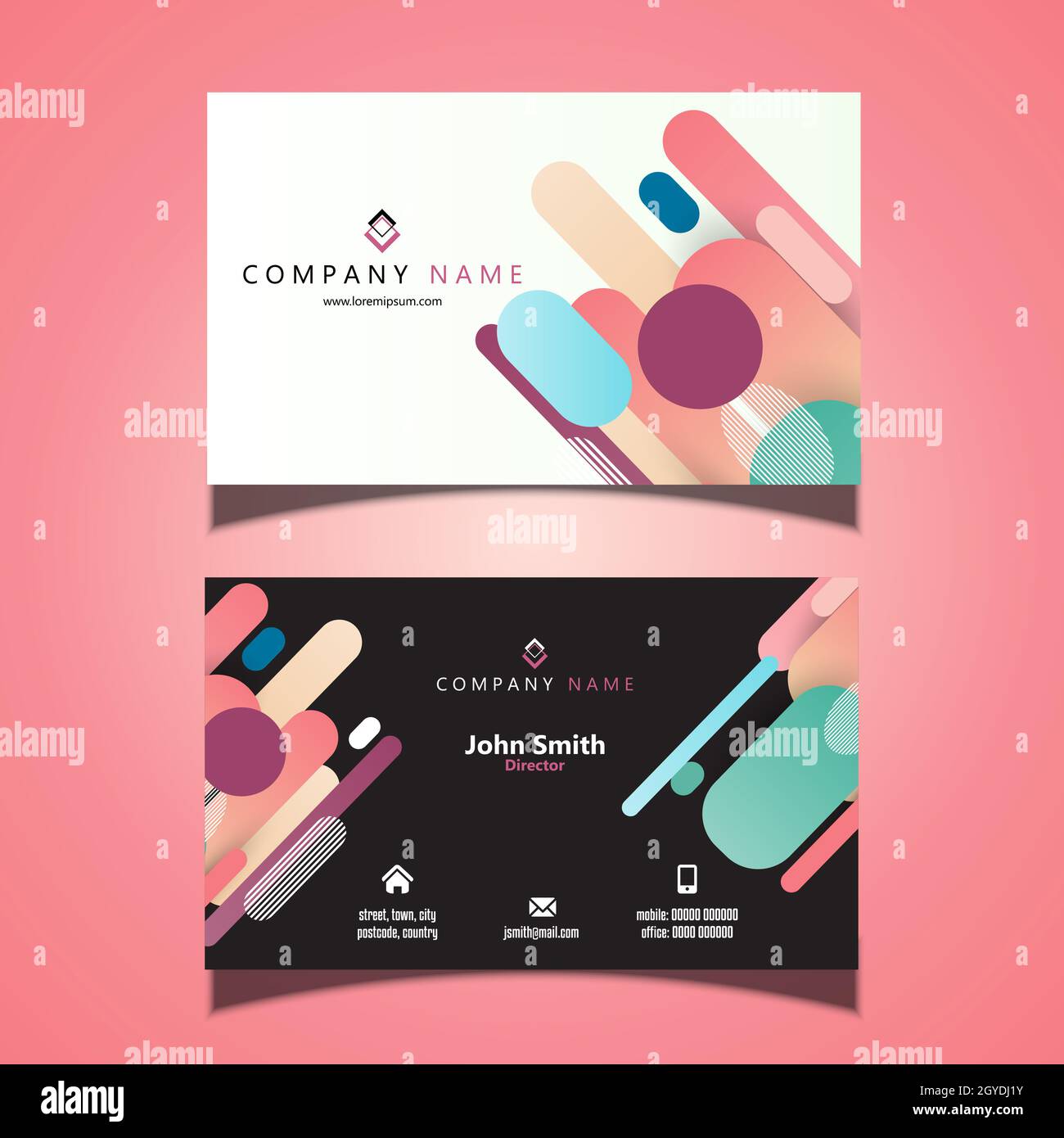 Business card template with an low poly design Stock Photo - Alamy