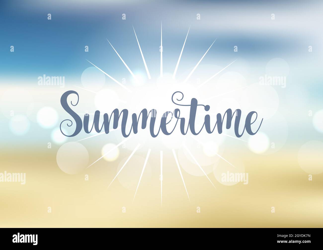 Summer themed background with blurred beach scene stock photo alamy
