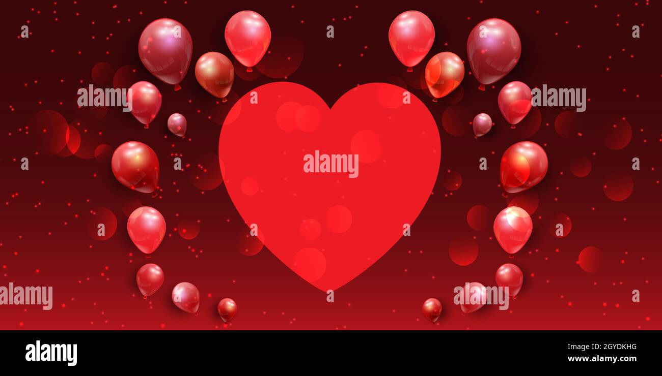 Valentine's Day banner with heart and balloons design Stock Photo - Alamy
