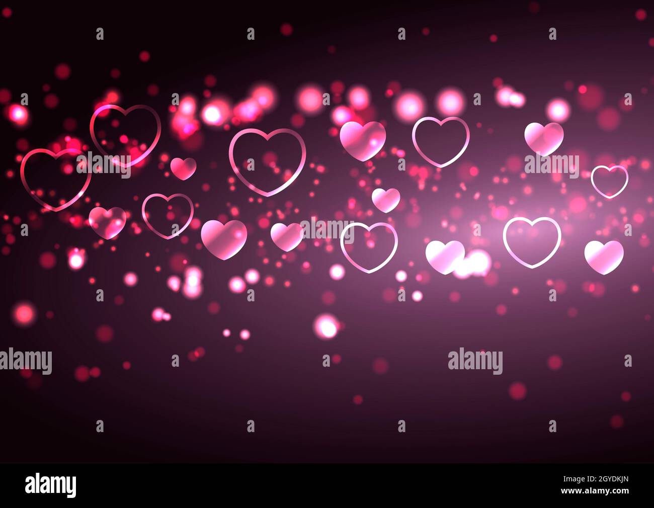 Valentines Day background with hearts and bokeh lights design Stock ...