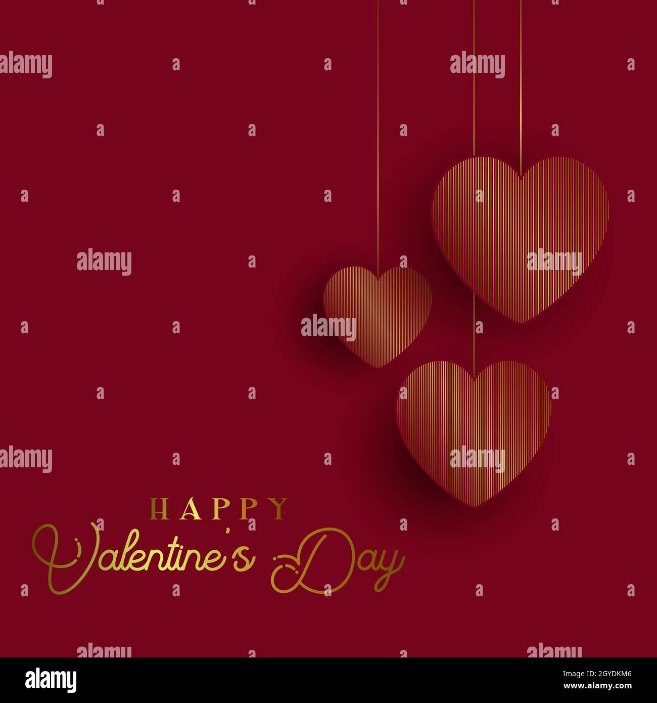 Valentine's Day background with hanging gold hearts Stock Photo - Alamy