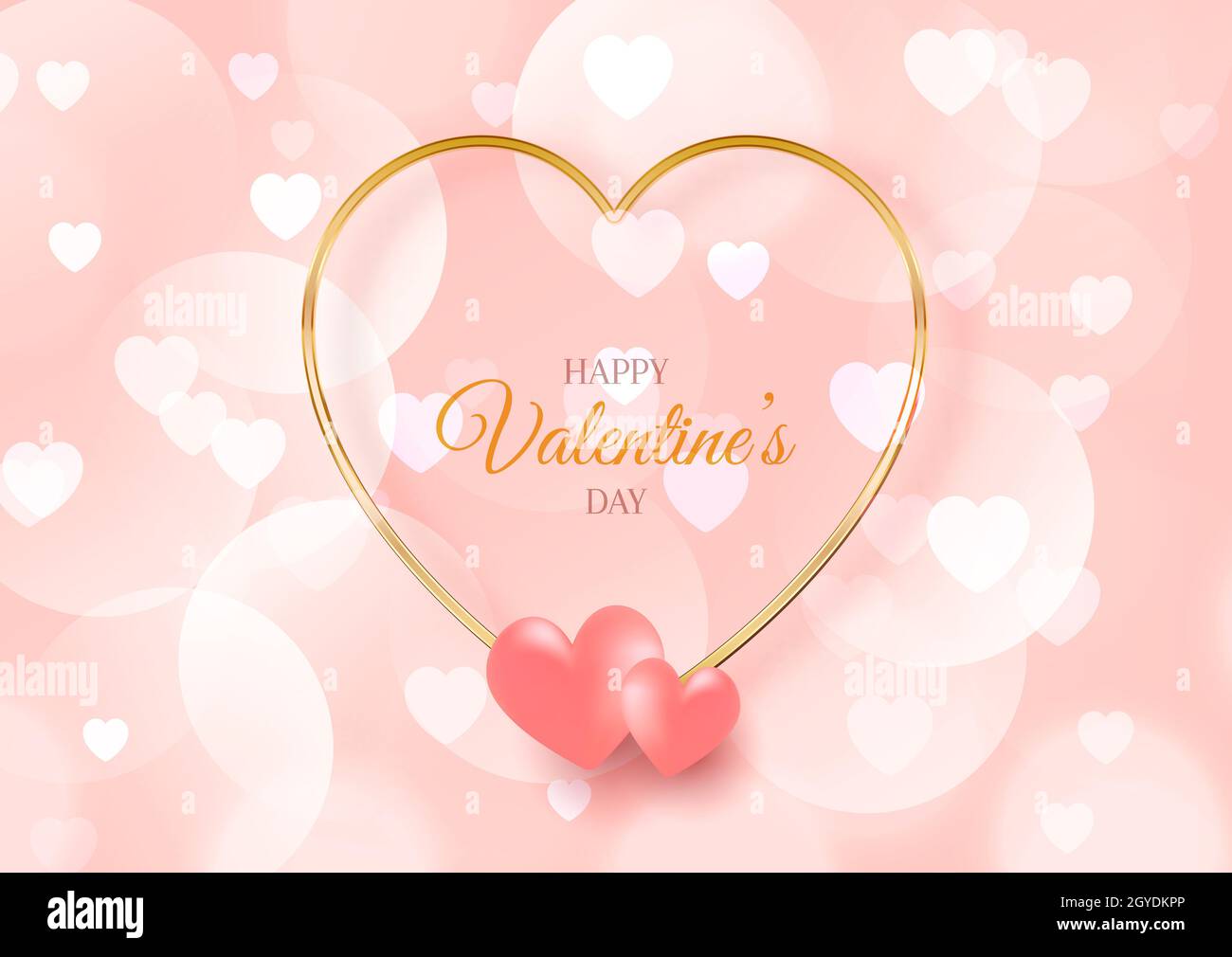Valentines day background with hearts and bokeh lights design Stock ...