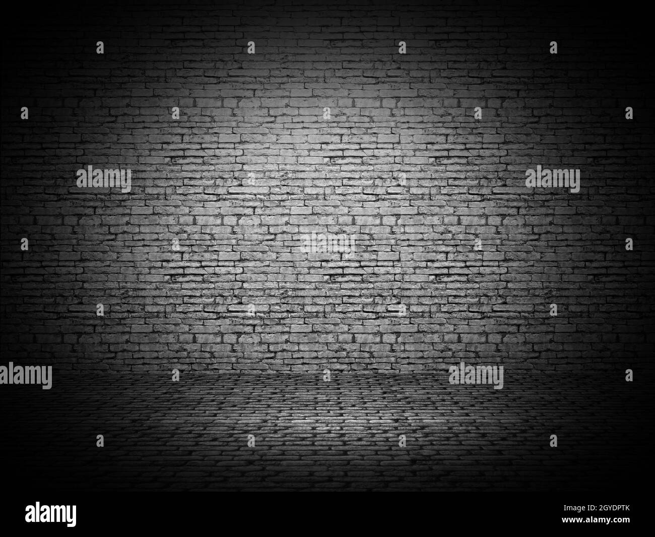 3D render of a grunge style brick room interior Stock Photo - Alamy