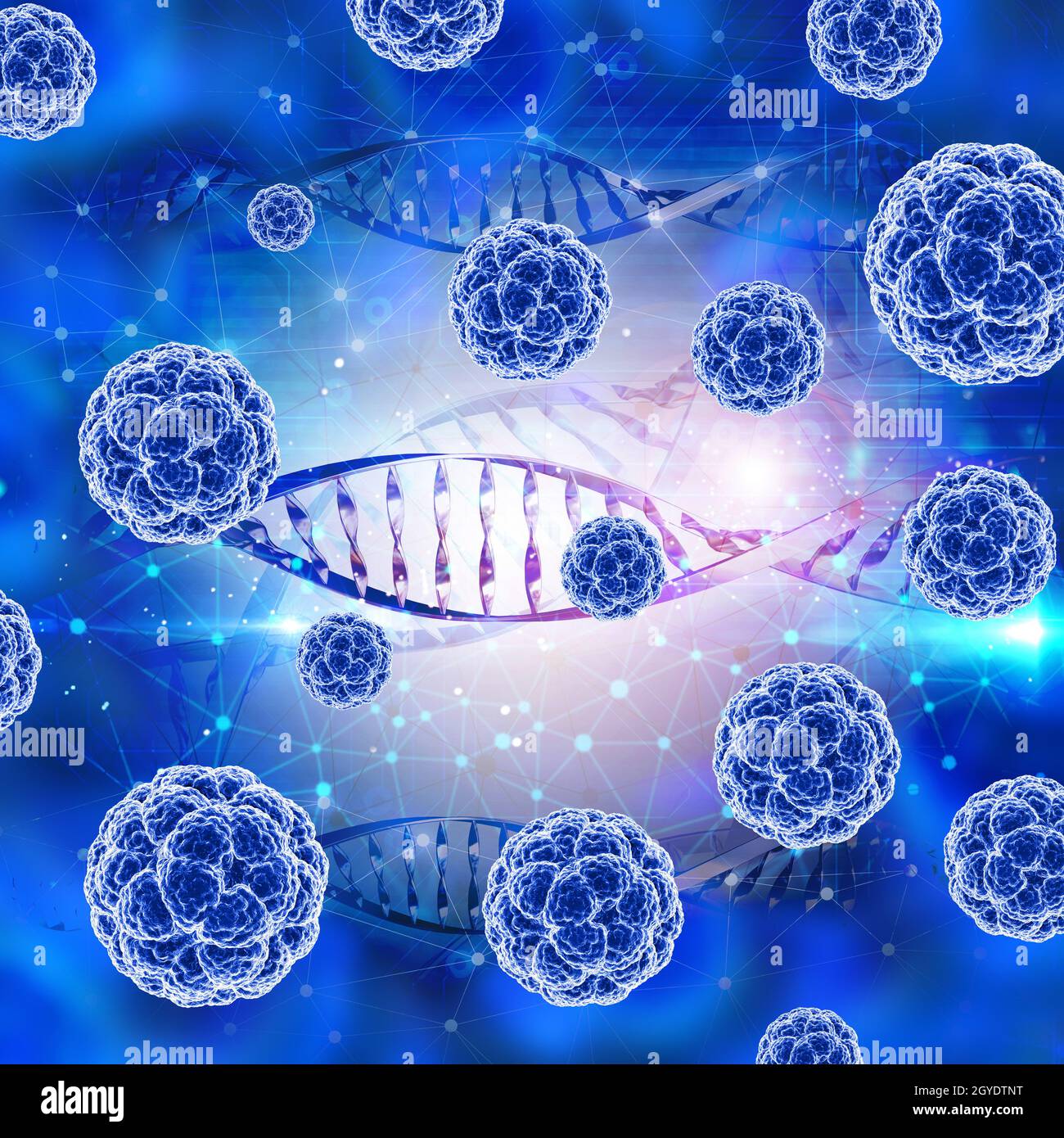 3D render of a medical background with abstract virus cells and DNA ...