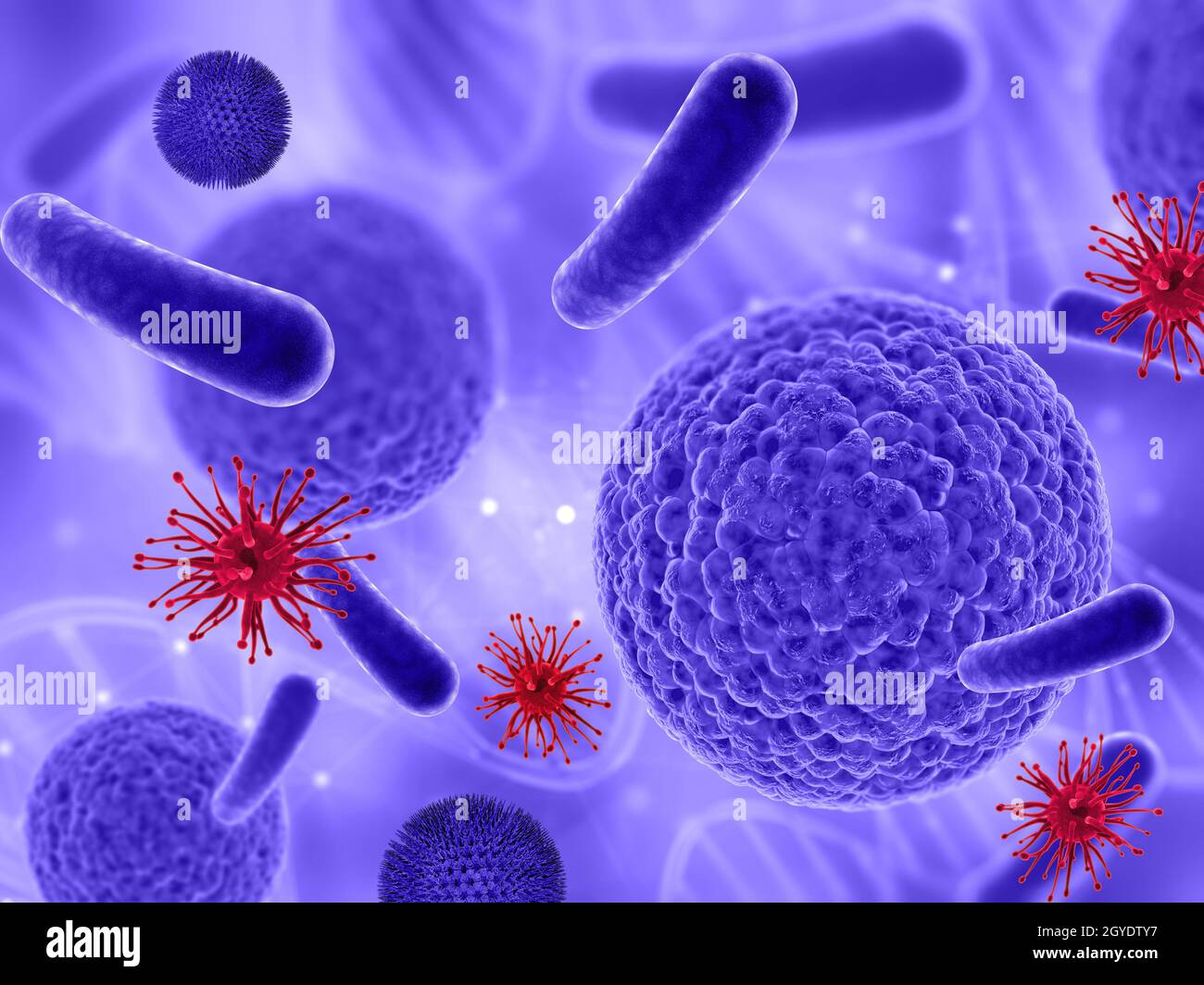 3D render of a medical background with various virus cells Stock Photo ...