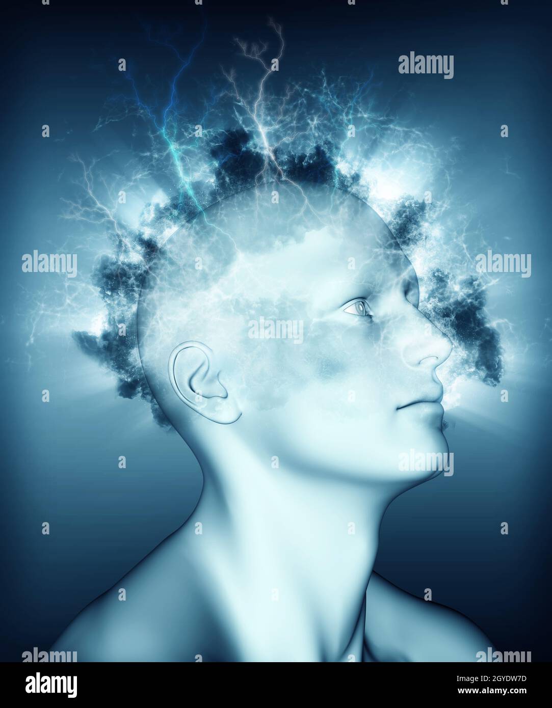 3D render of a medical image depicting mental health problems Stock ...