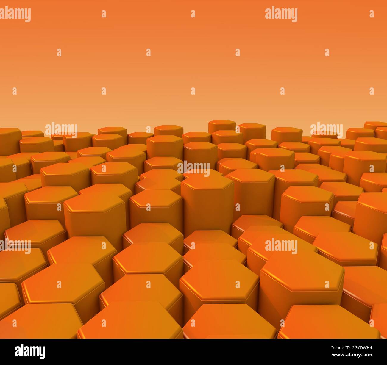 3D render of a modern background with orange extruding hexagons Stock ...