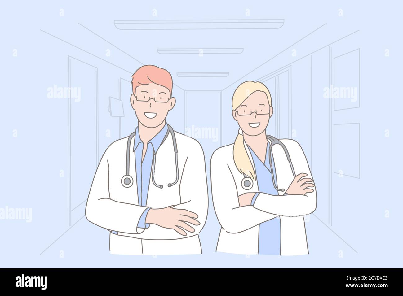 Doctors, medical workers, hospital staff concept. General practitioners