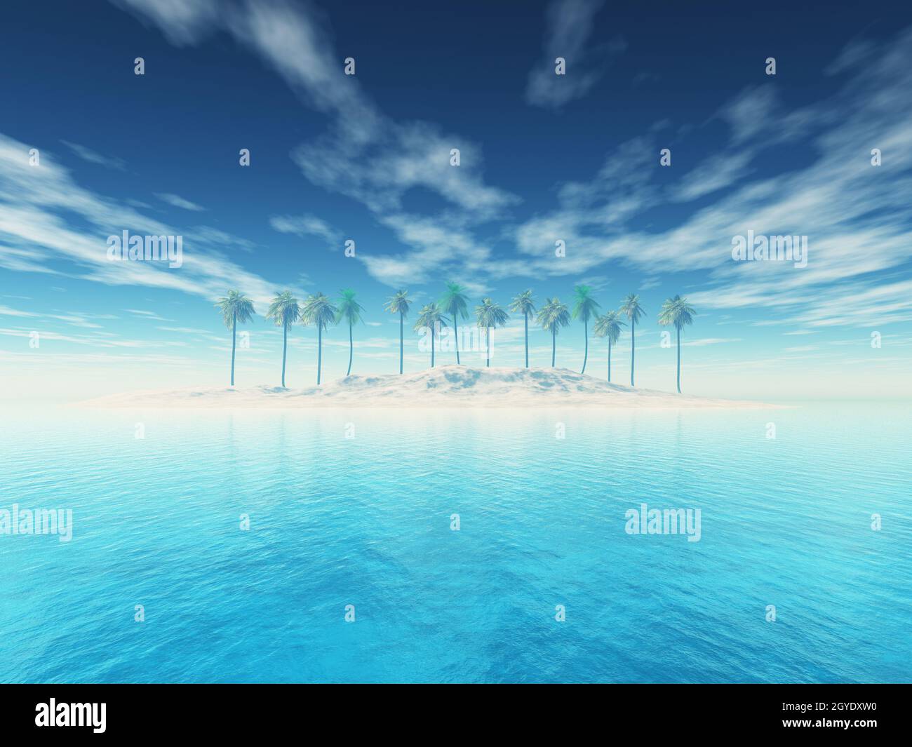 3D render of a tropical palm tree island landscape Stock Photo - Alamy