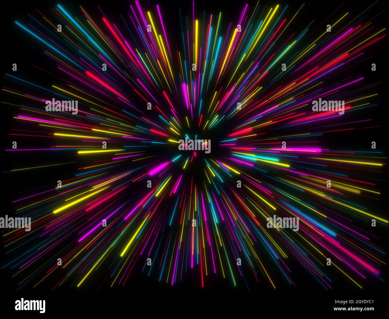 3D render of a zoom warp tunnel effect background Stock Photo