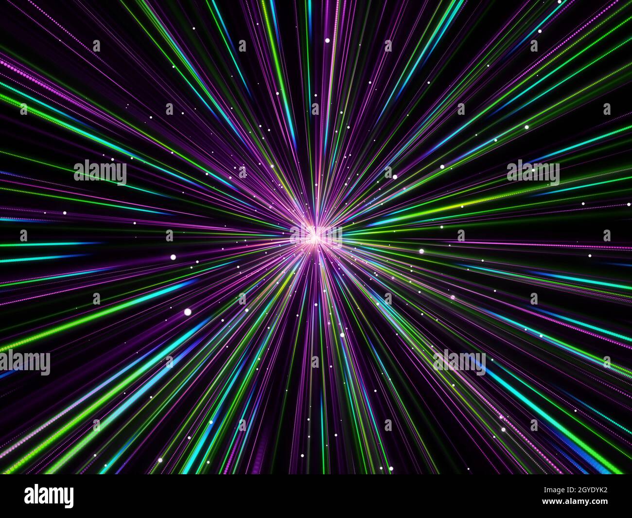 3D render of an abstract background with hyperspace zoom effect Stock Photo