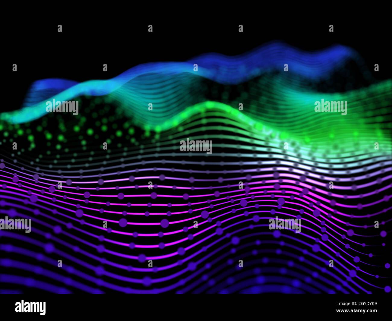 3D render of an abstract background with flowing lines and particles ...