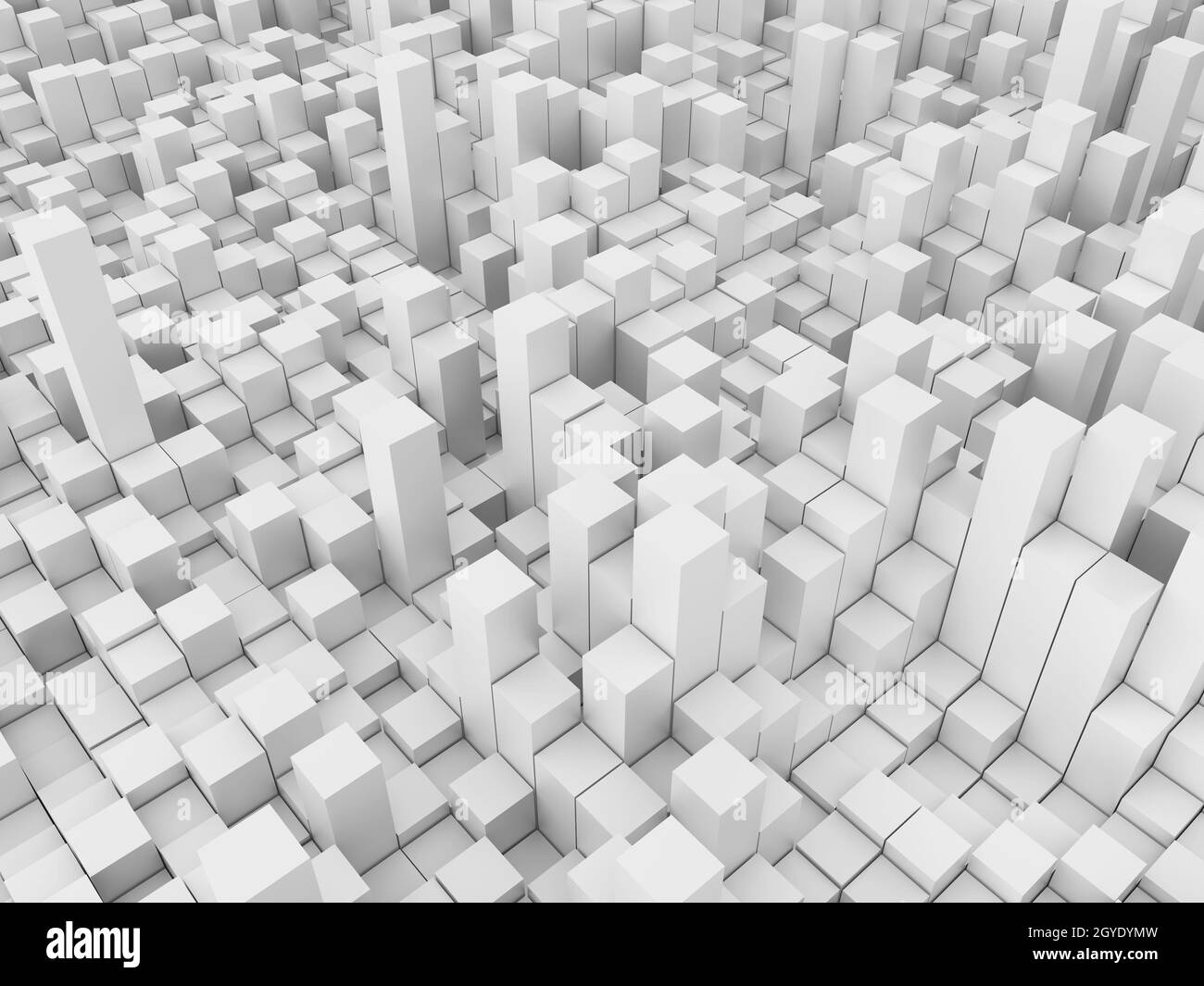 3D render of an abstract background with white extruding cubes Stock ...