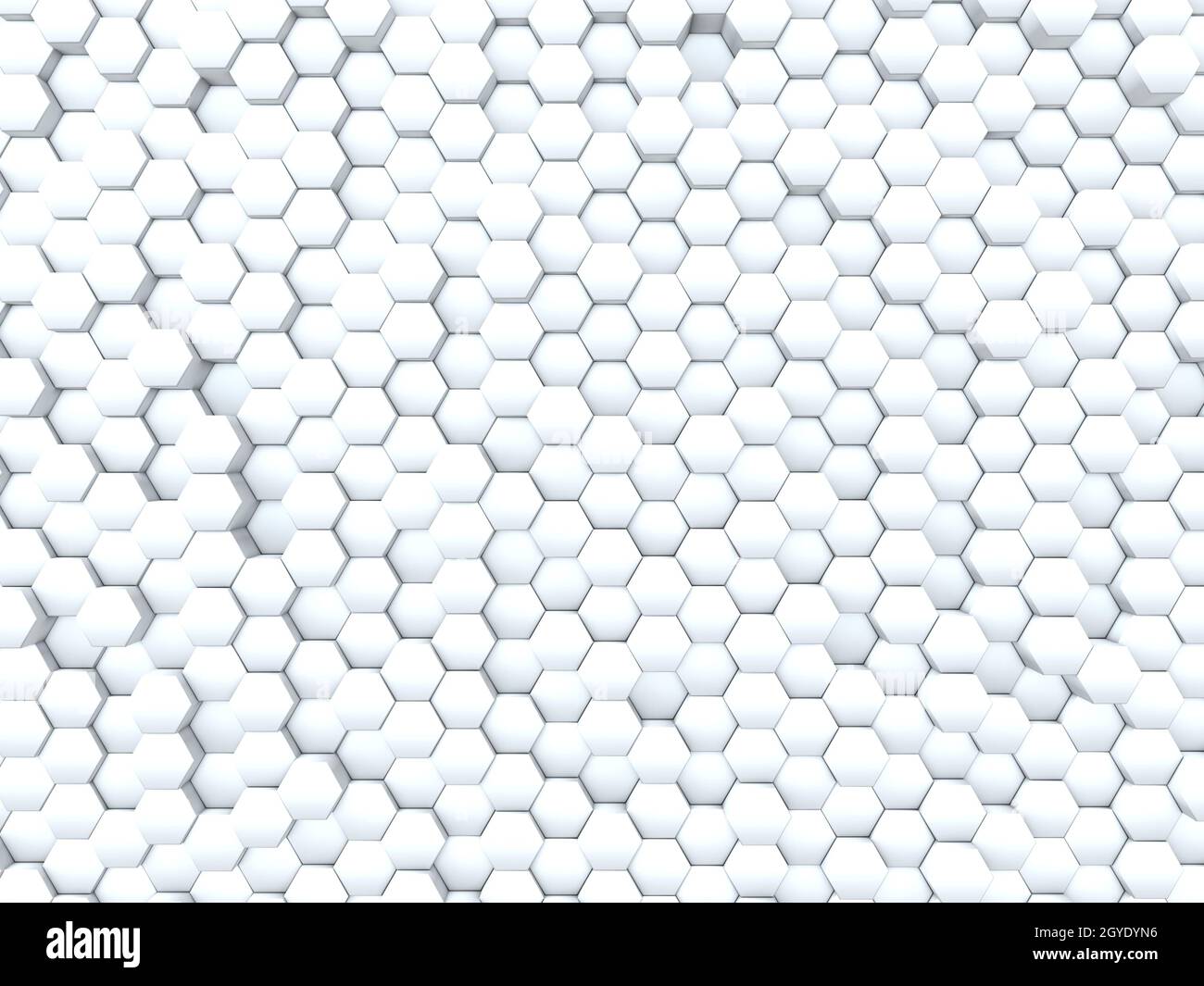 3D render of an abstract background with wall of extruding hexagons ...