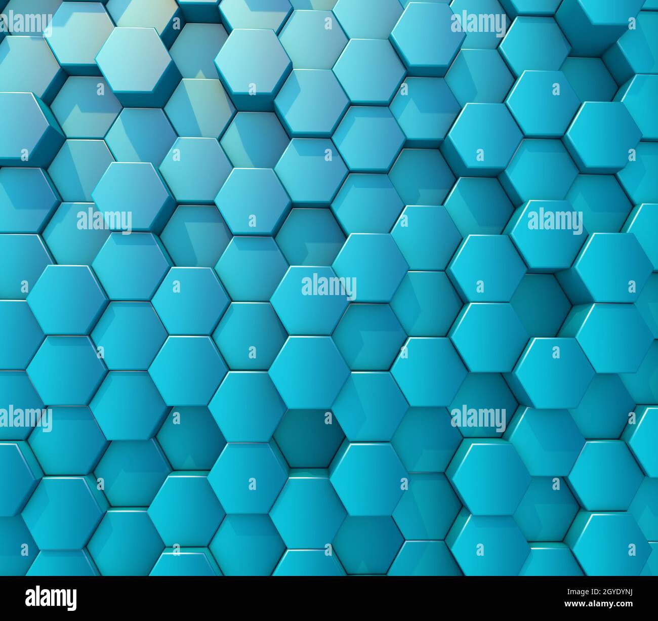 3D render of an abstract background with wall of extruding hexagons ...