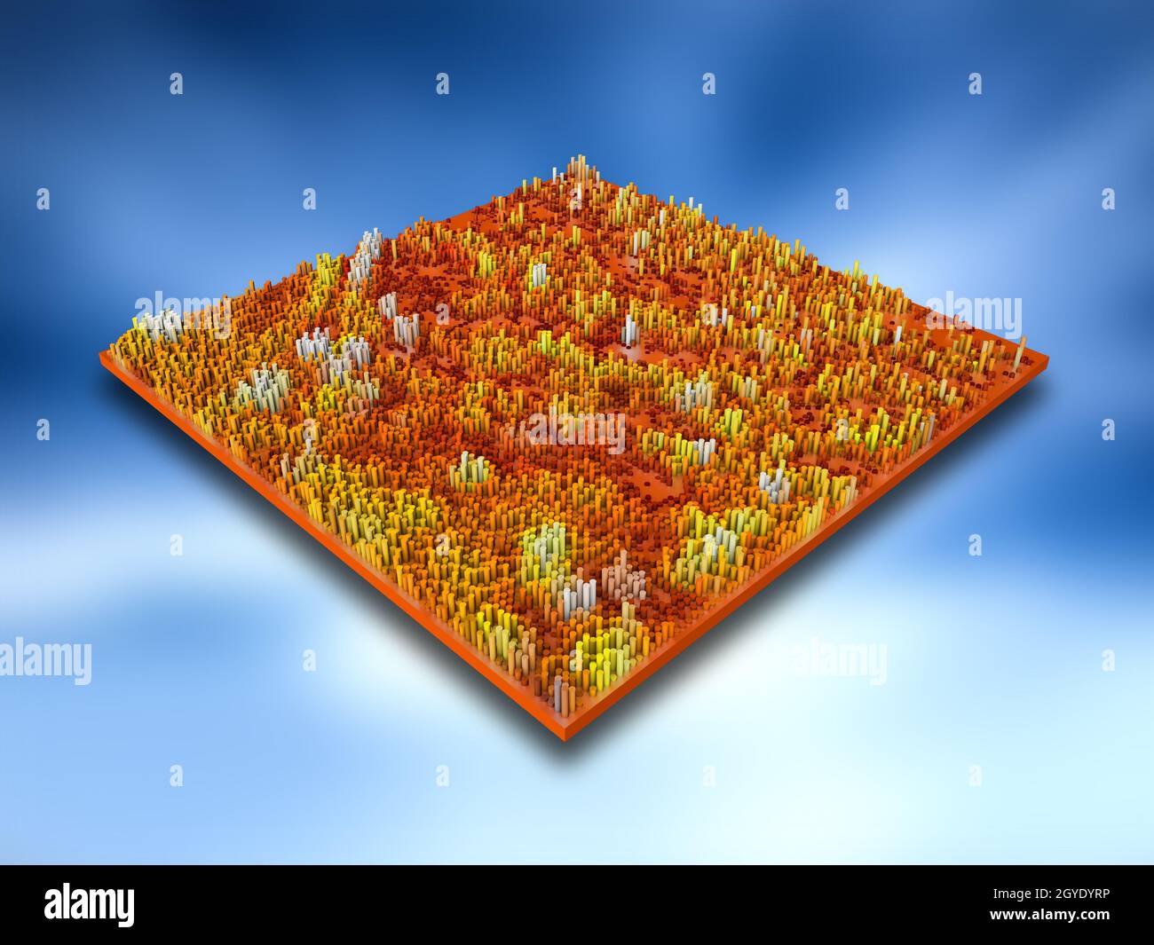 3D render of an abstract isometric landscape with extruding tubes Stock ...