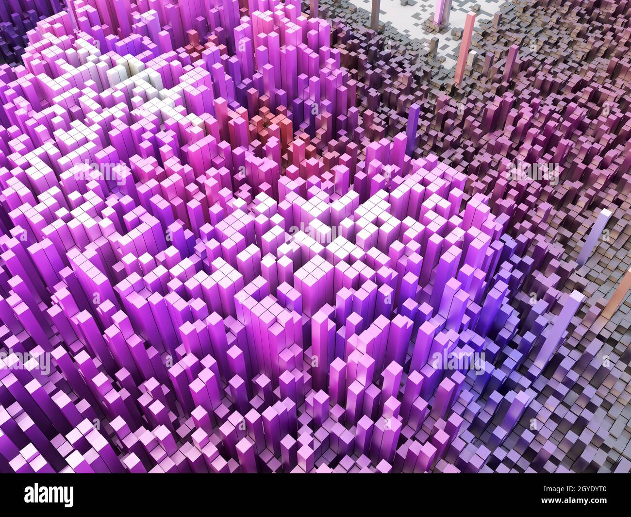 3D render of an abstract landscape of extruding cubes Stock Photo - Alamy