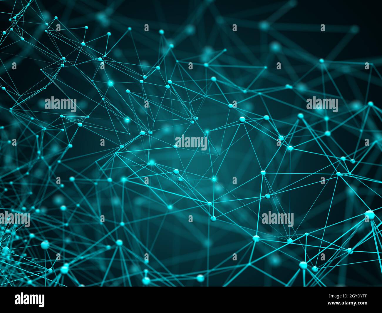 3D render of an abstract low poly design with connecting lines and dots ...