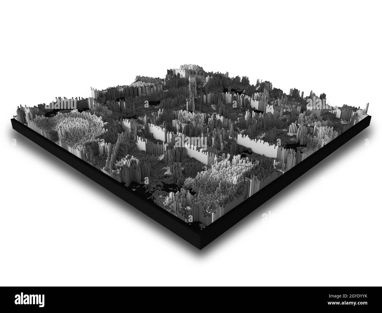 3D render of an abstract modern landscape with extruding cubes Stock ...