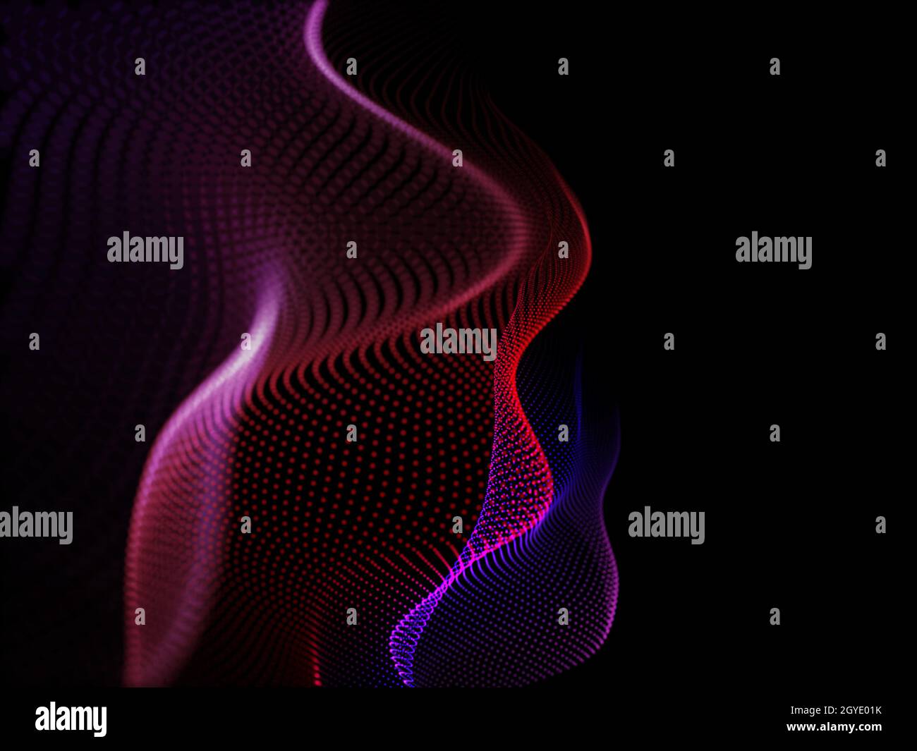 3D render of an abstract technology background with flowing particles ...