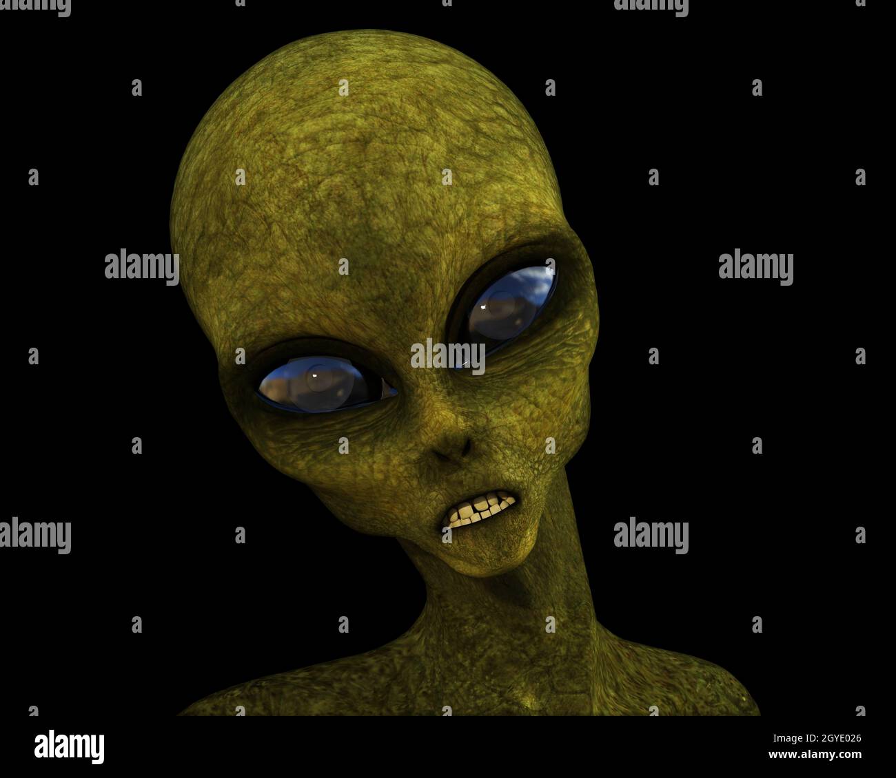 3D render of an alien creature with close up of face Stock Photo - Alamy