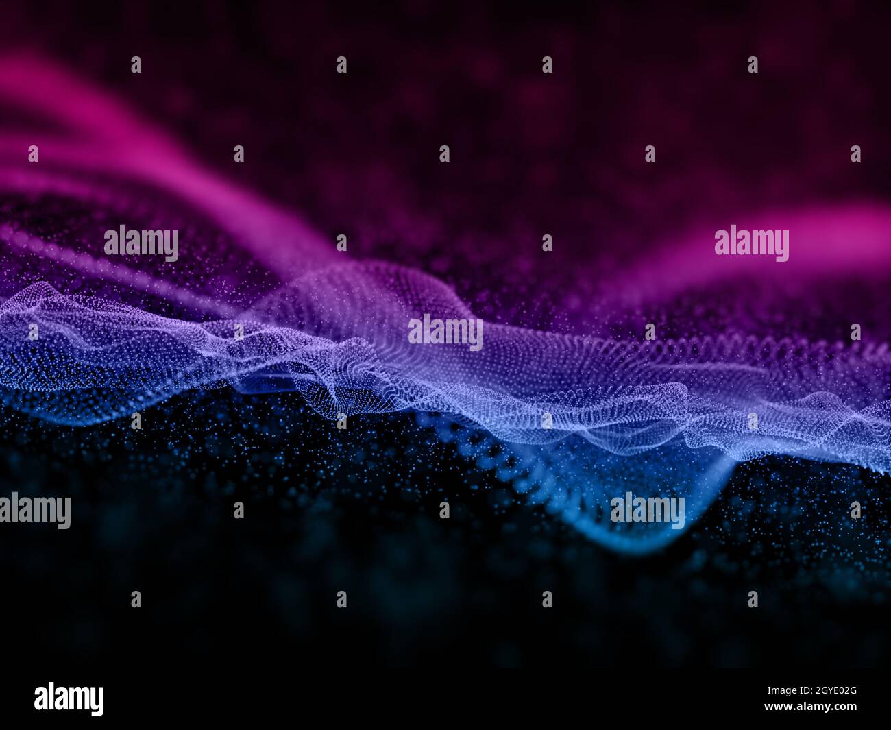 3D render of an abstract technology background with flowing particles ...