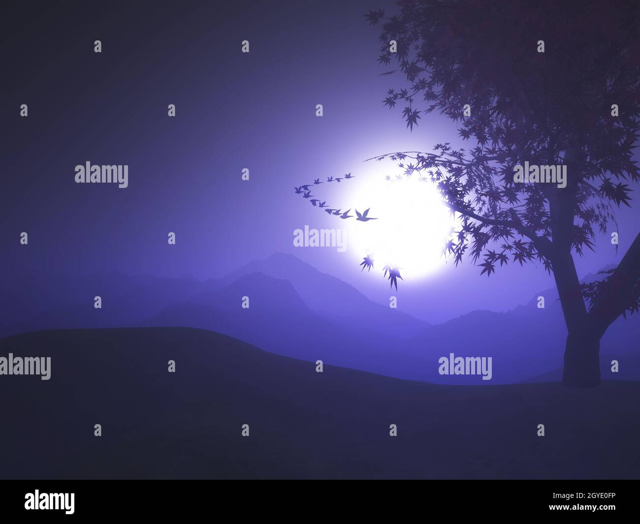 Cloudy purple sky with birds hi-res stock photography and images - Alamy