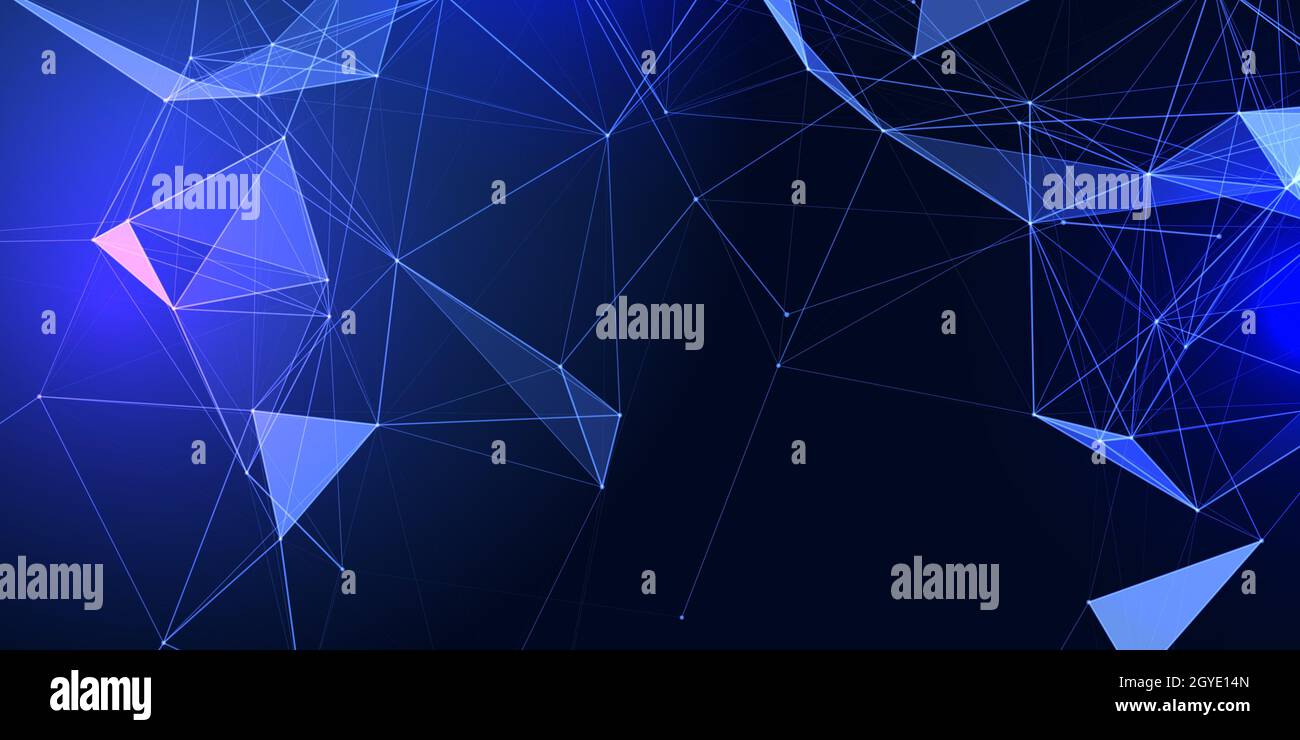 Banner with an abstract low poly connections design Stock Photo - Alamy