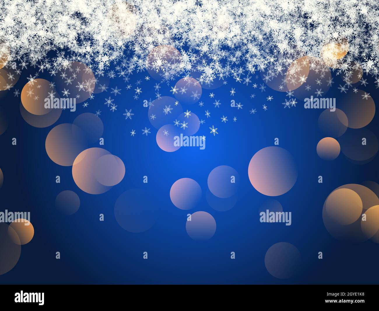 Christmas background of falling snowflakes and gold bokeh lights Stock ...
