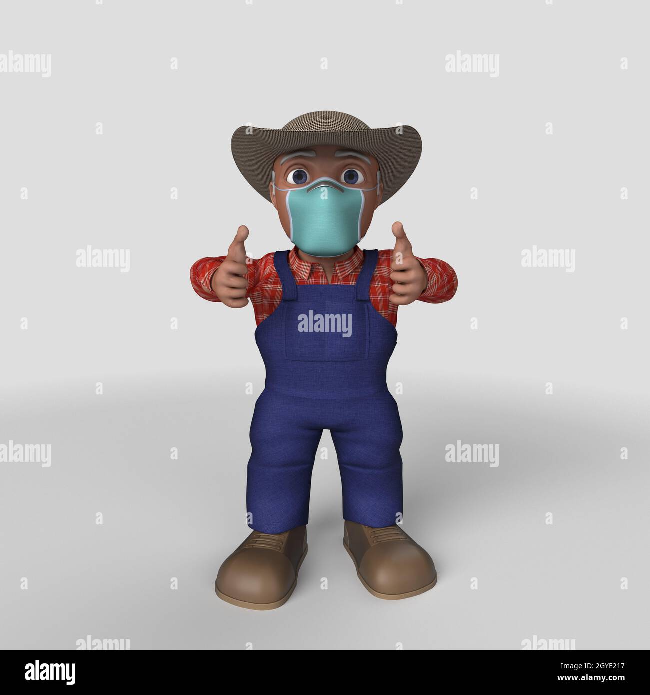 3D Render of Cartoon Farmer Character Stock Photo - Alamy