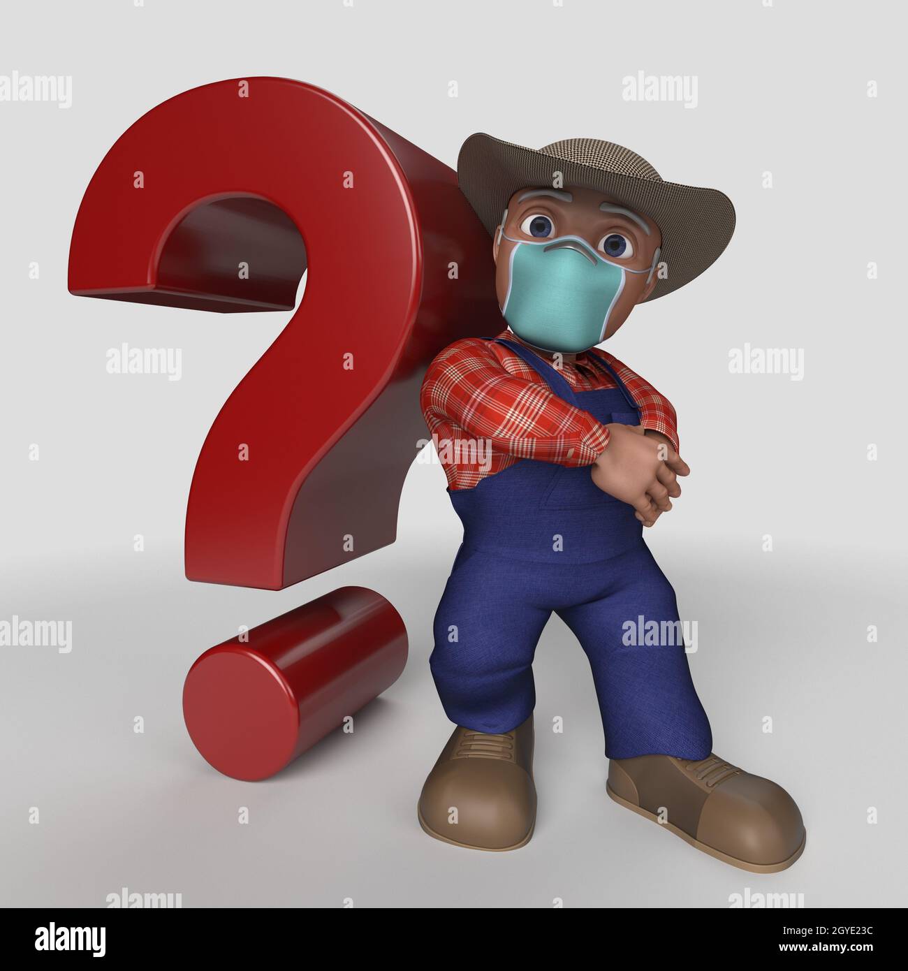 3D Render of Cartoon Farmer Character Stock Photo - Alamy