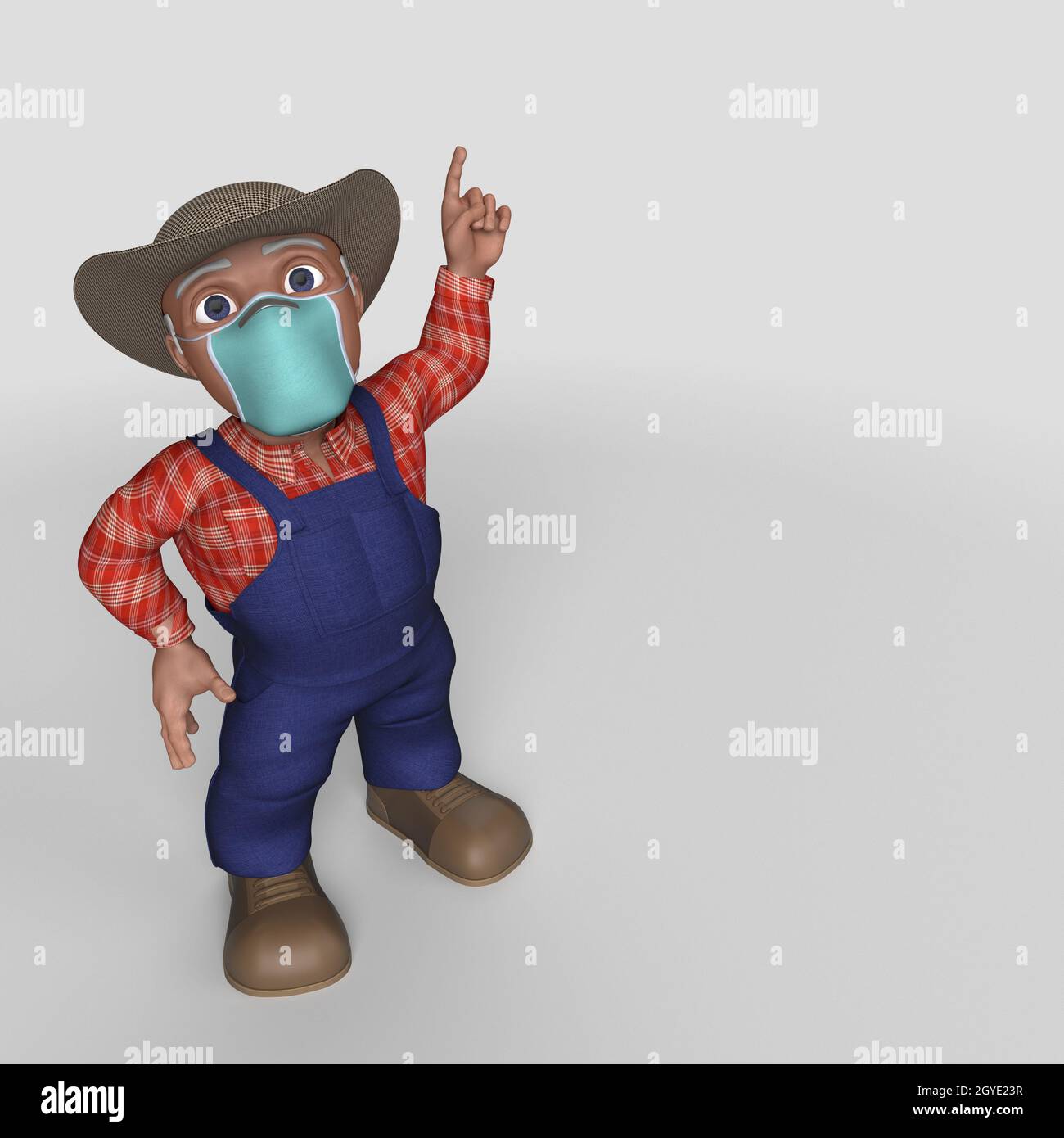 3D Render of Cartoon Farmer Character Stock Photo - Alamy