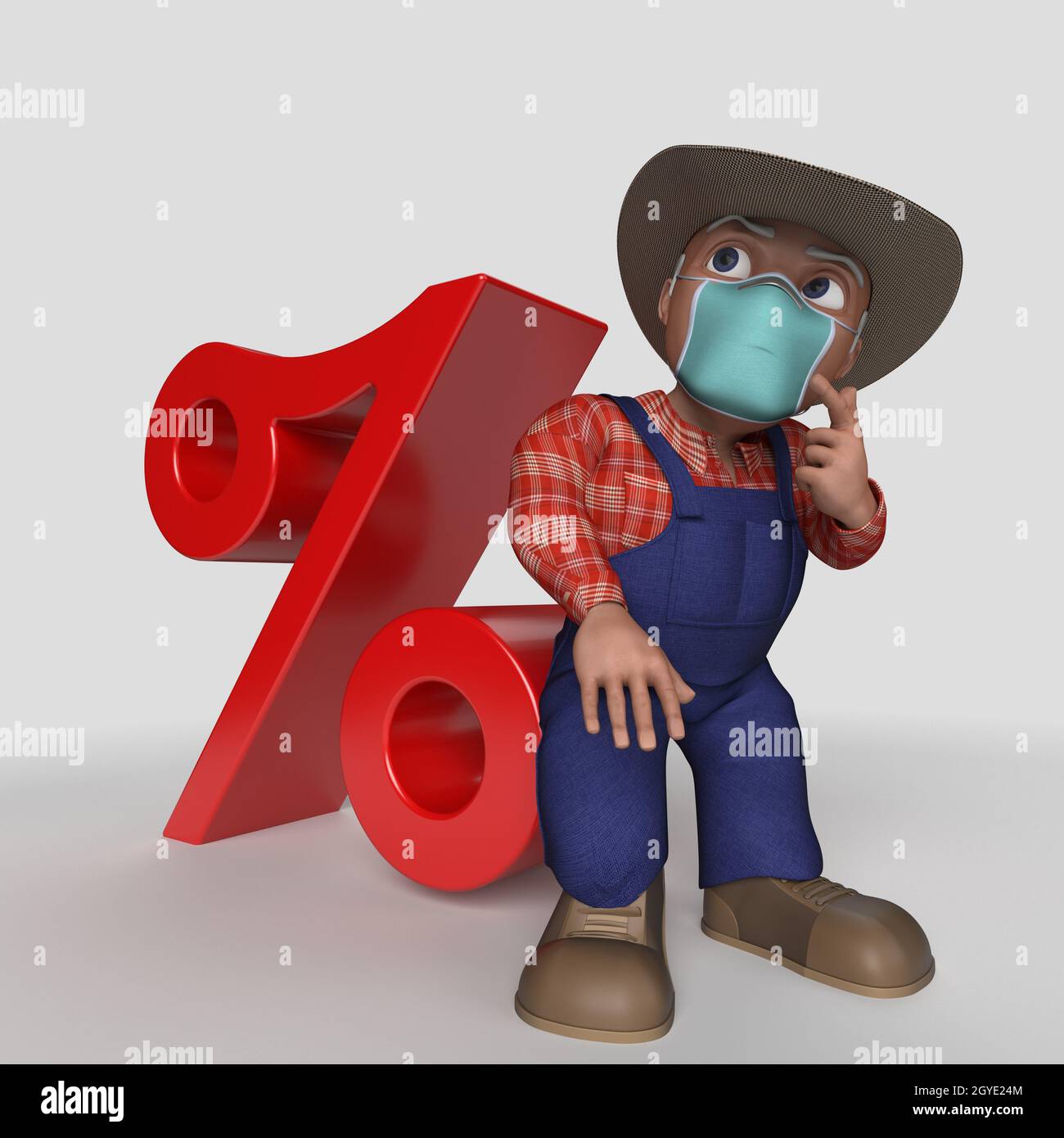 3D Render of Cartoon Farmer Character Stock Photo - Alamy